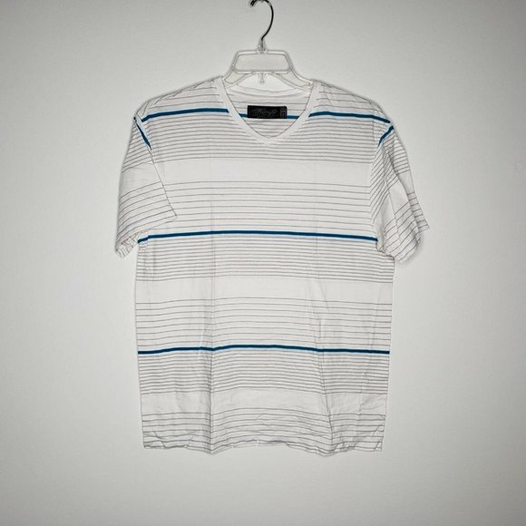 Retro Fit Tee White Striped Short Sleeve - Picture 1 of 9
